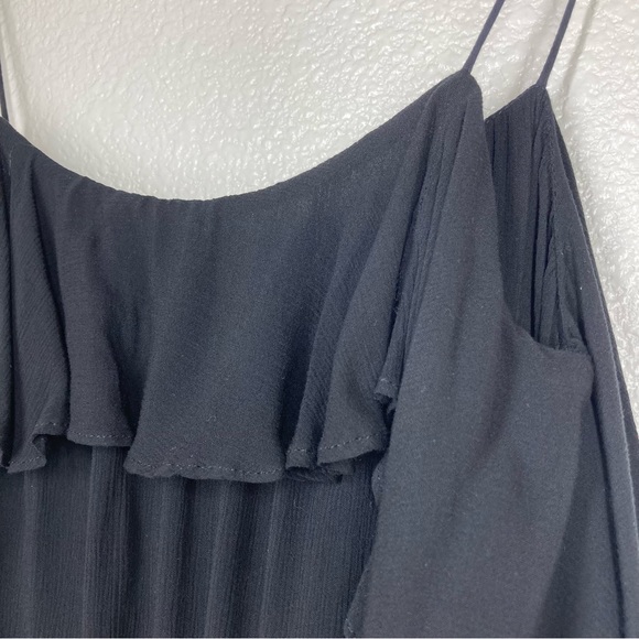 Free People Cascades Black Ruffle Tank Top XS Semi Sheer Flowy Top - Picture 9 of 14